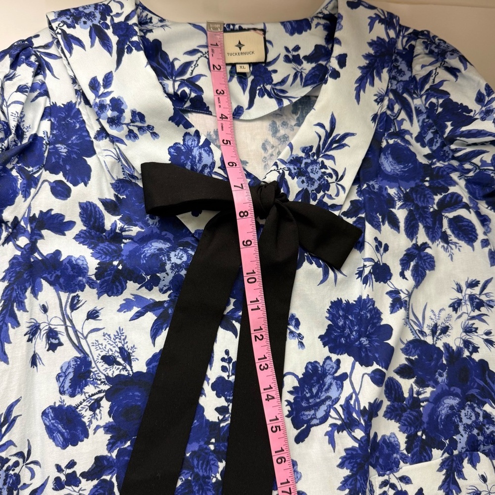 Tuckernuck Bella Dress Sapphire Bloom Womens XL Blue White Floral Neck Tie - Picture 12 of 16